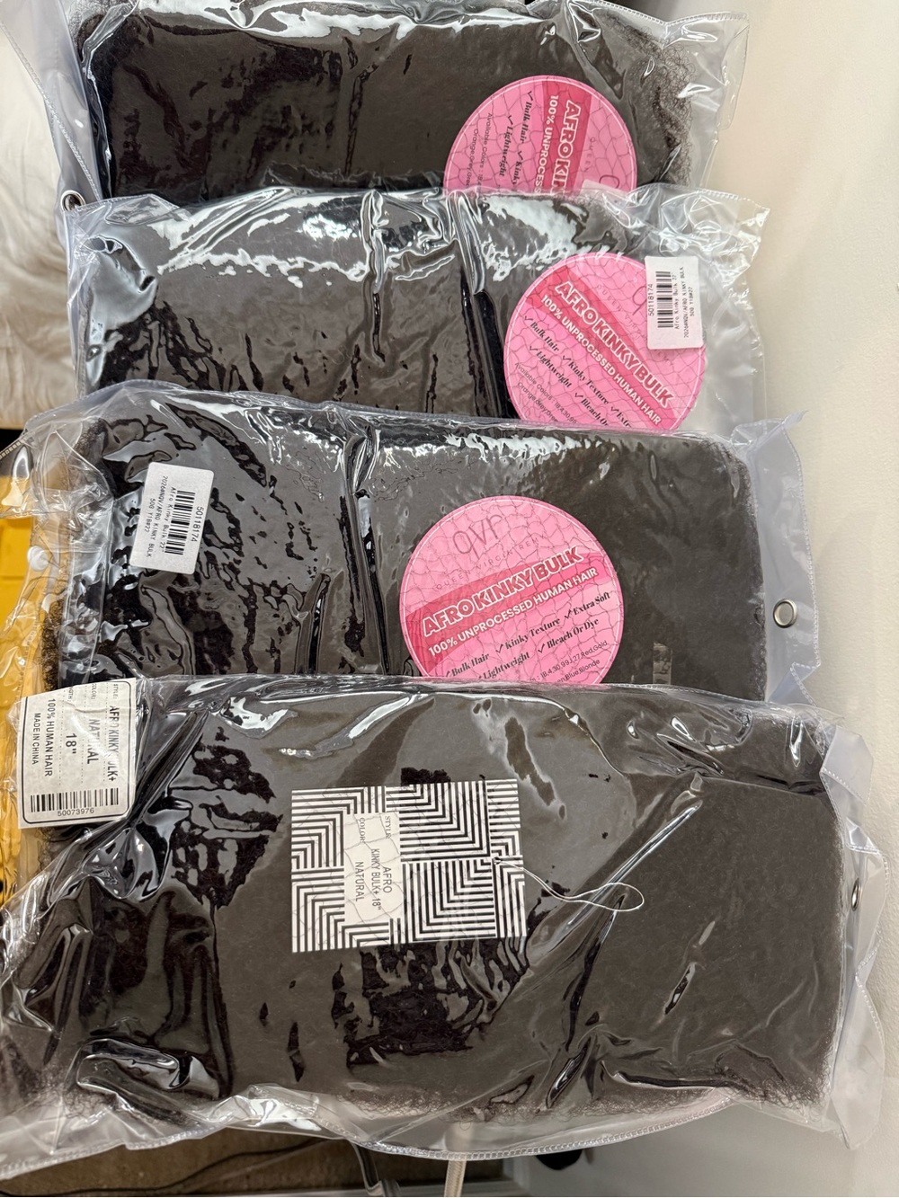 QVR (3) & AKB (1)  Bulk Human Hair Extensions - Black. FREE SHIPPING